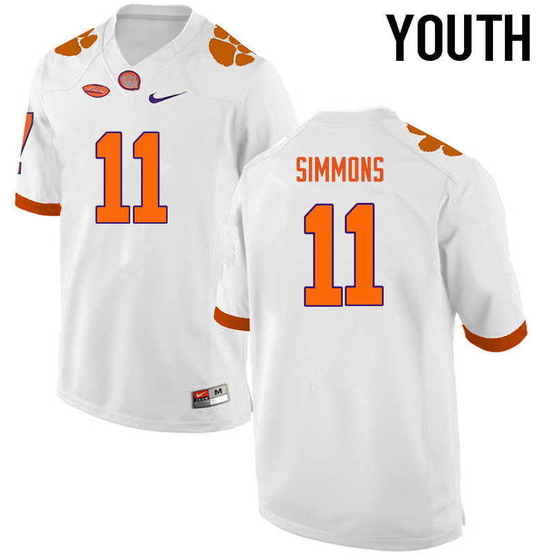 Youth Clemson Tigers #11 Isaiah Simmons College Football Jerseys-White